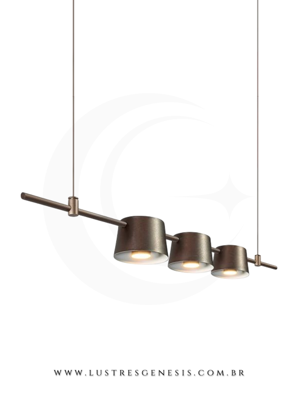 Pendente de Teto Nina B3 Aluminio LED Integrado Lustre para Mesa de Jantar, Balcao de Cozinha, Bancada Area Gourmet e Quarto Casal